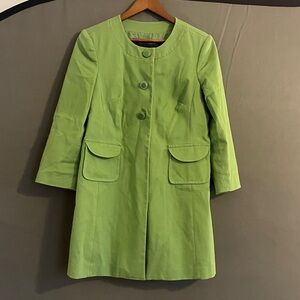 Apostrophe spring green jacket 1960s style swing coat